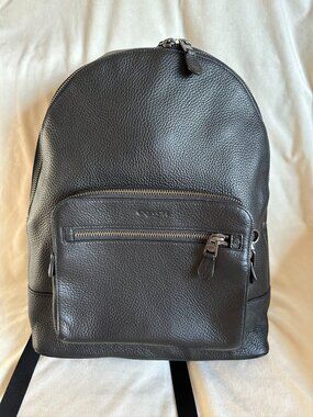 NWT! Rare! COACH F23247 Men's West Backpack In Black Pebble Leather A4/Laptop